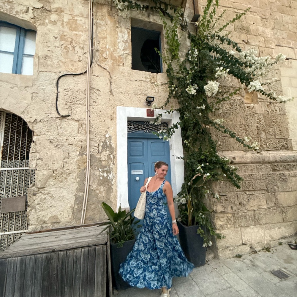 Elegant Blue Floral Maxi Dress